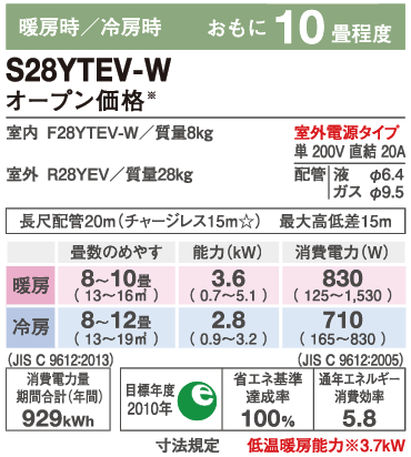 ダイキンエアコンS22YTEV-W