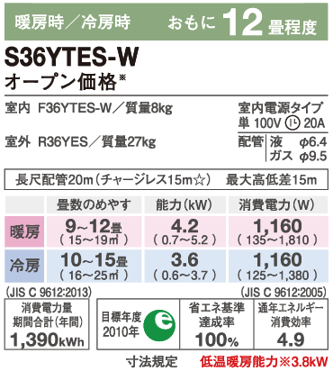 ダイキンエアコンS36YTES-W