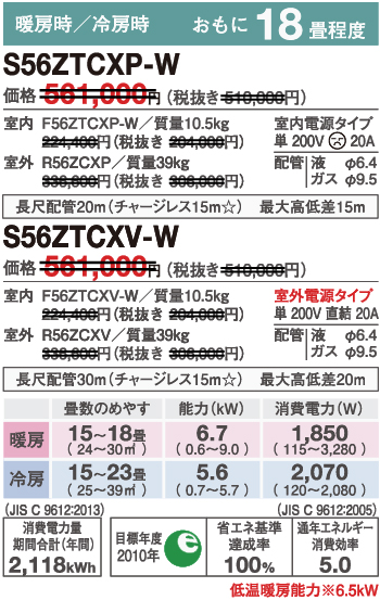 ダイキンエアコンS56ZTCXP-W