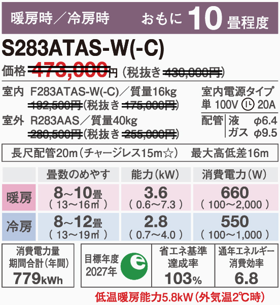 S283ATAS-Wスペック
